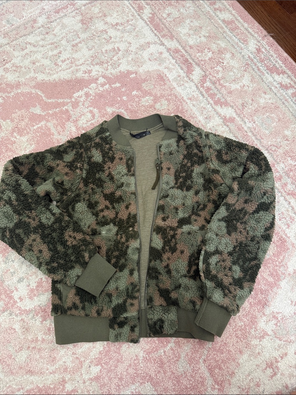 Prana Olive Camo Sherpa Bomber Jacket - Green/Tan